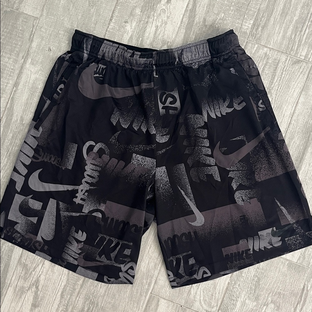 Nike Black and Gray Dri-FIT Logo Performance Shorts